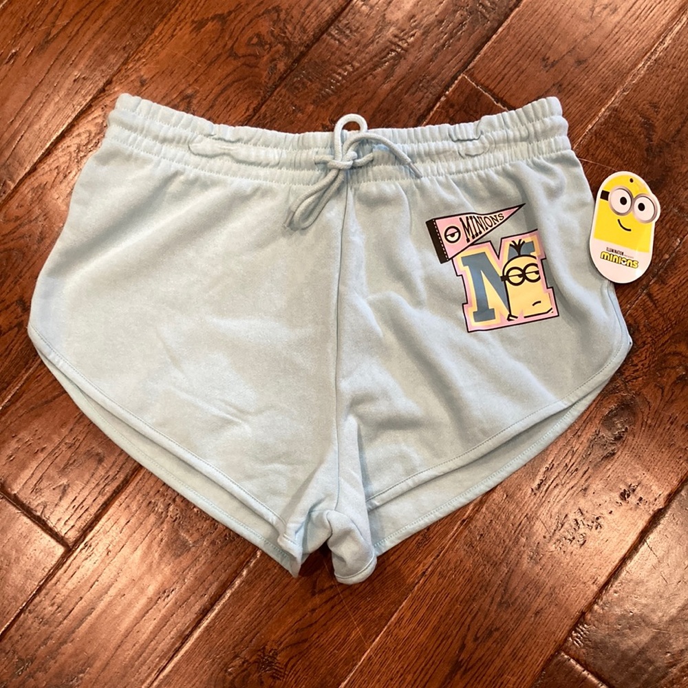 Junior’s Minions Athletic Light Blue Shorts Size XL NEW